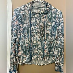 FP Movement by Free People Blue and Cream Patterned Hoodie